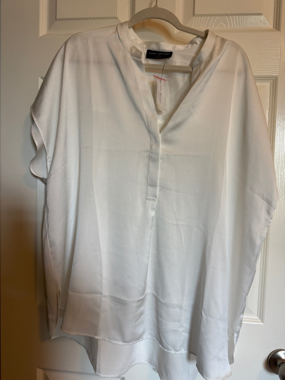 Lane Bryant White V-Neck Popover Blouse